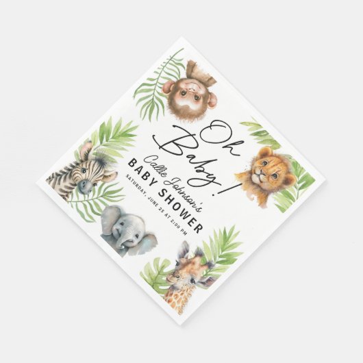 Serviette En Papier Décorations de fête animalière Safari bébé (Coin)