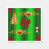 Serviette En Papier Décorations De Noël Sur Vert (Devant)