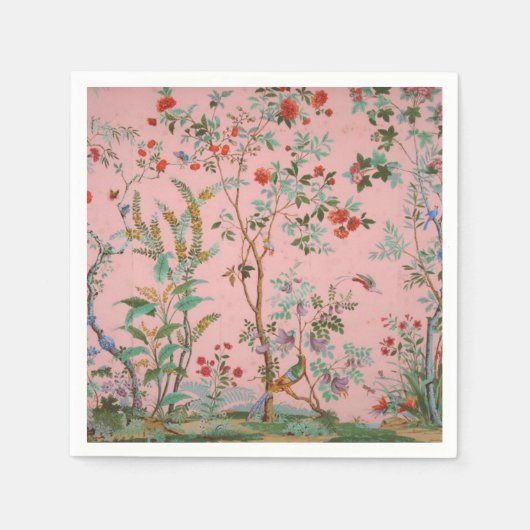 Serviette En Papier Découpage Chinoiserie rose (Devant)