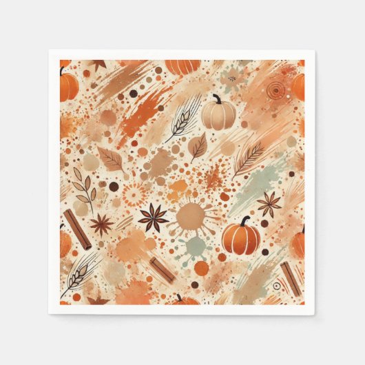 Serviette En Papier Découpage d'aquarelle automatique Citrouille (Devant)