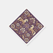 Serviette En Papier Découpage d'art populaire scandinave violet & or (Coin)