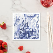 Serviette En Papier Découpage de la Chinoiserie bleue et blanche (En situation)