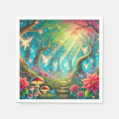 Serviette En Papier Découpage de la forêt de champignons et de poinsét (Devant)