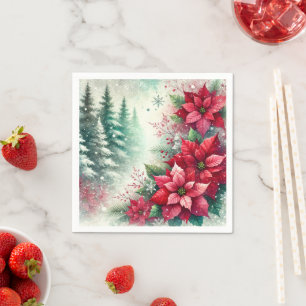 Serviette En Papier Découpage de la forêt de Poinsettia Festive