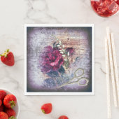 Serviette En Papier Découpage de l'Ephémère Florale Rose Rouge (En situation)