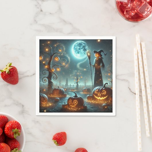 Serviette En Papier Découpage de patch de citrouilles au clair de lune (En situation)