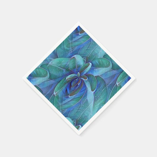 Serviette En Papier Découpage de Rosette Turquoise Succulente Aloe Ver (Coin)