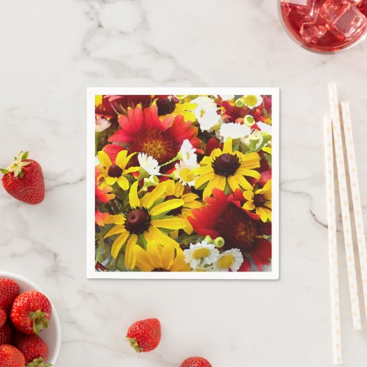 Serviette En Papier Découpage de style impressionniste Fleur sauvage c (En situation)