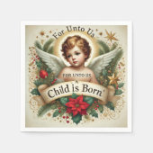 Serviette En Papier Découpage de verset de Noël de Jésus bébé (Devant)