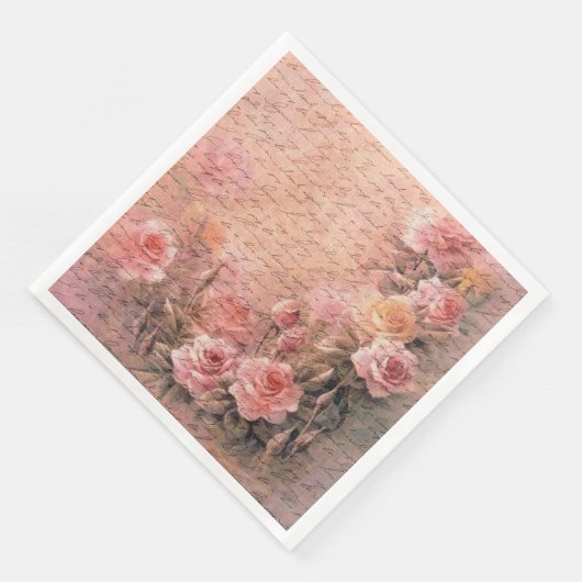 Serviette En Papier Découpage d'écriture artisanale Rose Florale (Coin)