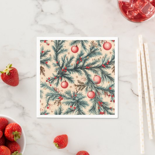 Serviette En Papier Découpage des ornements et des branches nostalgiqu (En situation)