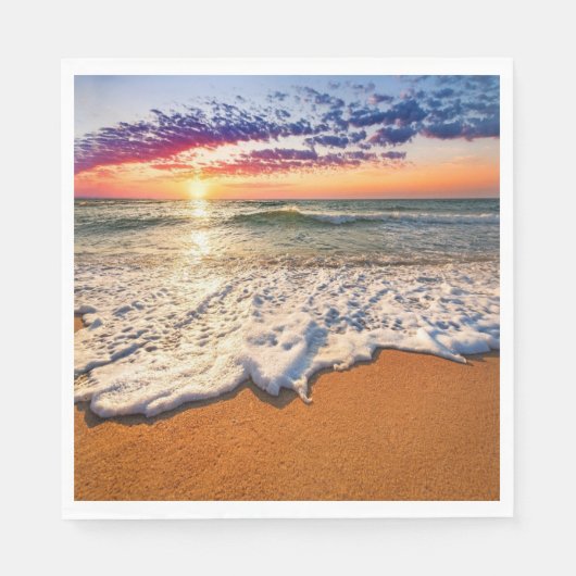 Serviette En Papier Découpage du coucher de soleil sur la plage (Devant)