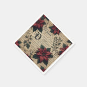 Serviette En Papier Découpage du parchemin Dark Academia Poinsettia (Coin)