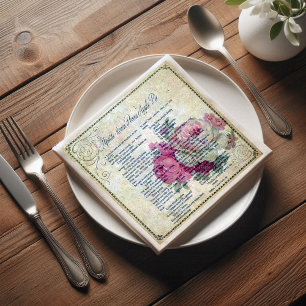 Serviette En Papier Découpage Ephémère de recette vintage florale