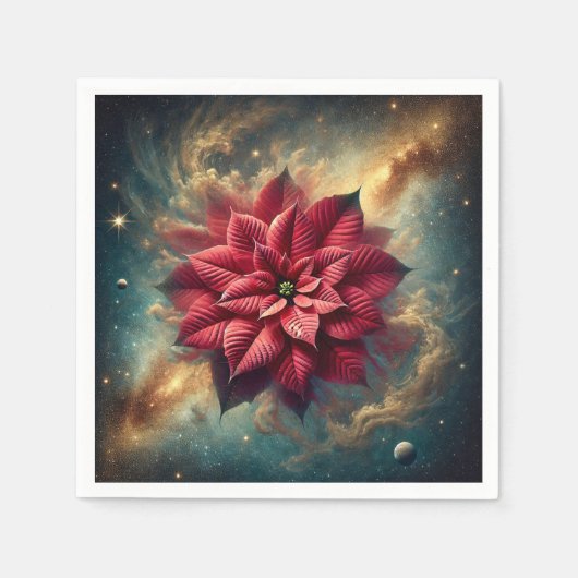Serviette En Papier Découpage Festif Céleste Poinsettia Florale (Devant)