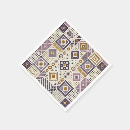 Serviette En Papier Découpage géométrique scandinave et dorée (Coin)