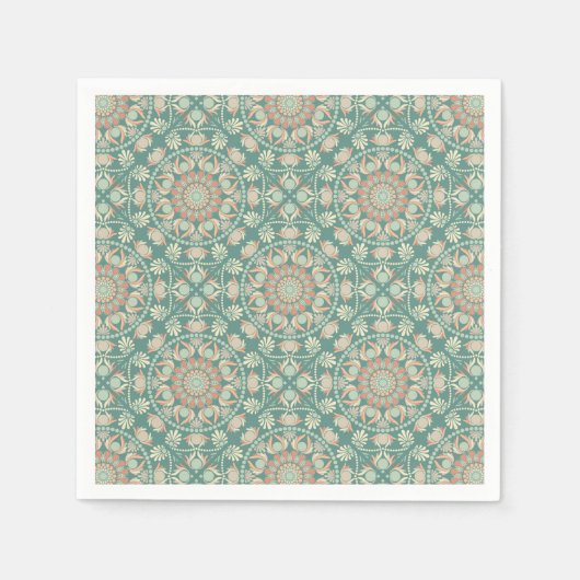 Serviette En Papier Découpage Mandala Tile Rétro Sage & Sand Ornat (Devant)