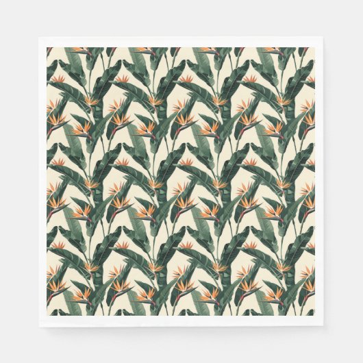 Serviette En Papier Découpage Motif botanique Oiseau du Paradis (Devant)