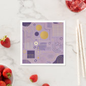 Serviette En Papier Découpage Motifs scandinaves pourpre et or (En situation)
