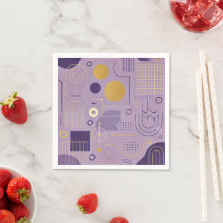 Serviette En Papier Découpage Motifs scandinaves pourpre et or