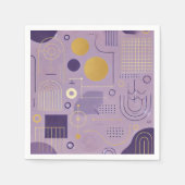Serviette En Papier Découpage Motifs scandinaves pourpre et or (Devant)
