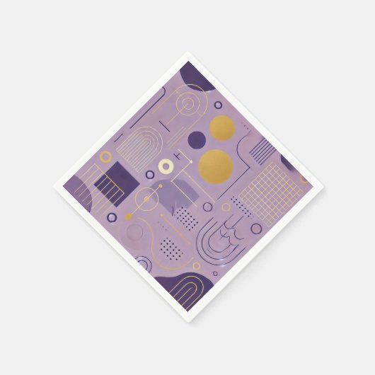 Serviette En Papier Découpage Motifs scandinaves pourpre et or (Coin)