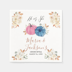 Serviette En Papier Découverte du sexe Blush Pink & Navy Pumpkin