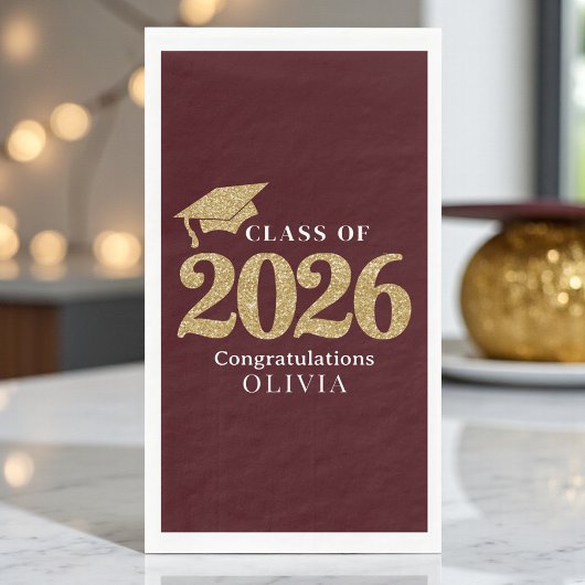 Serviette En Papier Deep Burgundy Class Of 2026