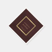 Serviette En Papier Deep burgundy gold wedding bride and groom (Coin)