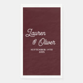 Serviette En Papier Deep Burgundy Script Minimalist Wedding (Devant)