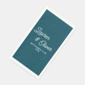 Serviette En Papier Deep Teal Script Minimalist Wedding (Coin)