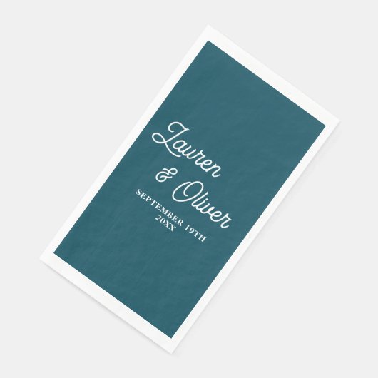Serviette En Papier Deep Teal Script Minimalist Wedding (Coin)