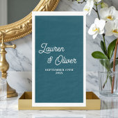 Serviette En Papier Deep Teal Script Minimalist Wedding