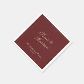 Serviette En Papier Deep Wine Classic Calligraphy Wedding (Coin)