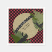Serviette En Papier Deer Antlers Lumberjack Plaid Mountain Cabine Art (Devant)