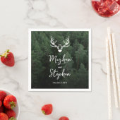 Serviette En Papier Deer Antlers Woodland Pine Tree Forest Wedding (En situation)