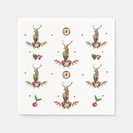 Serviette En Papier Deer Christmas Idyll Motif (Devant)