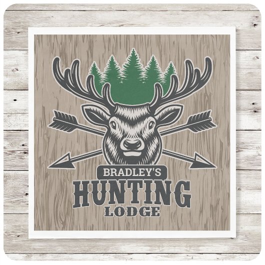 Serviette En Papier Deer Elk Hunter AJOUTER NOM Bow Hunter Lodge Cabin
