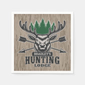 Serviette En Papier Deer Elk Hunter AJOUTER NOM Bow Hunter Lodge Cabin (Devant)