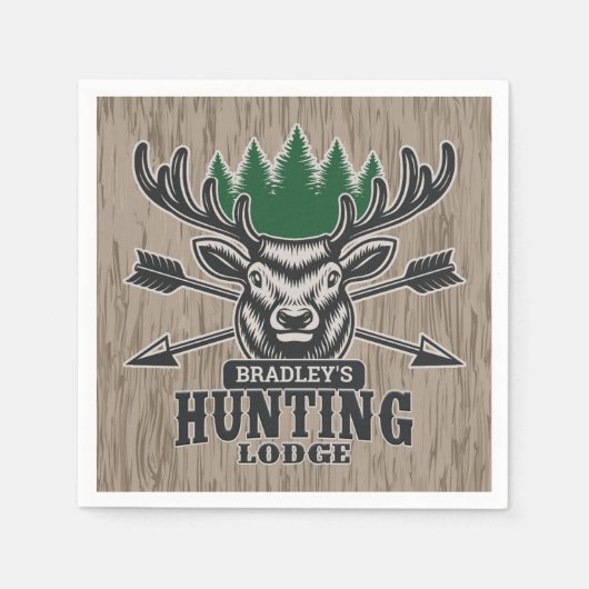 Serviette En Papier Deer Elk Hunter AJOUTER NOM Bow Hunter Lodge Cabin (Devant)
