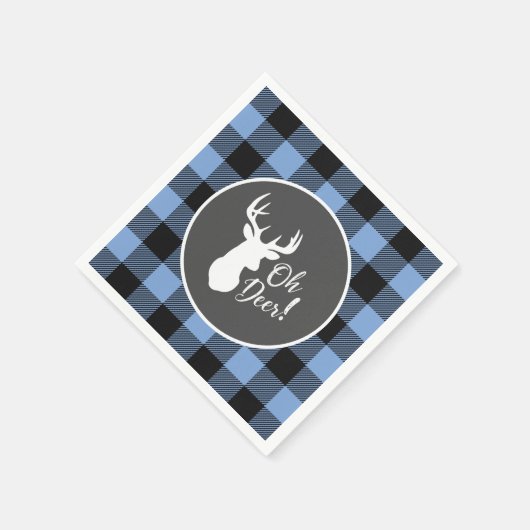 Serviette En Papier Deer Hunter Lodge Baby shower Antlers Boy Blue (Coin)