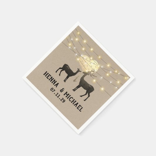 Serviette En Papier Deer Love Woodland Deer Mariage Custom (Coin)