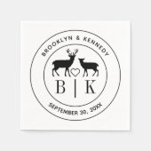 Serviette En Papier Deer Monogram Rustic Country Wedding Couple Name (Devant)