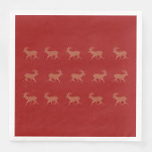 Serviette En Papier Deer Walking Festive Motif Rouge Brown Arrière - p (Devant)