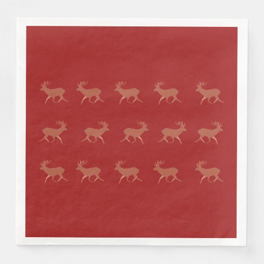 Serviette En Papier Deer Walking Festive Motif Rouge Brown Arrière - p (Devant)