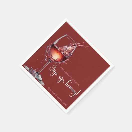 Serviette En Papier Dégustation de vin de mariage : Sip, sip, hourra (Coin)
