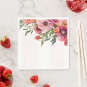 Serviette En Papier Déjeuner à rayures florales roses (En situation)