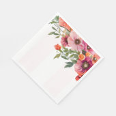 Serviette En Papier Déjeuner à rayures florales roses (Coin)