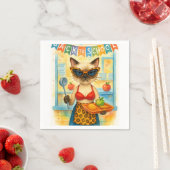 Serviette En Papier Déjeuner au chat La dame sert de la nourriture Ret (En situation)