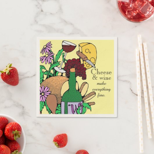 Serviette En Papier Déjeuner au fromage et au vin (En situation)